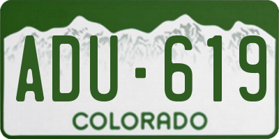 CO license plate ADU619