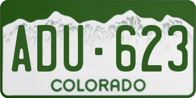 CO license plate ADU623
