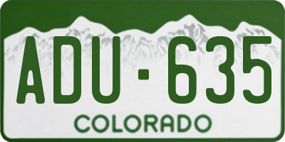 CO license plate ADU635