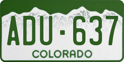 CO license plate ADU637