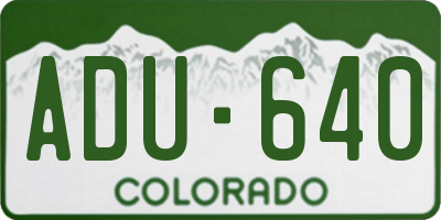 CO license plate ADU640