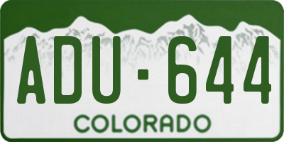 CO license plate ADU644