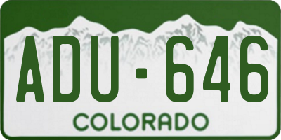 CO license plate ADU646