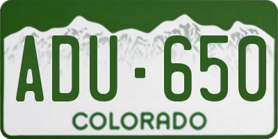 CO license plate ADU650