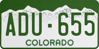 CO license plate ADU655