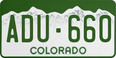 CO license plate ADU660