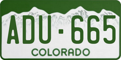 CO license plate ADU665