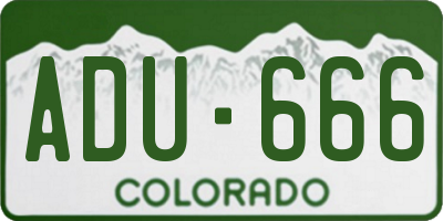 CO license plate ADU666