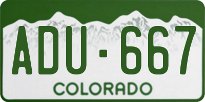 CO license plate ADU667