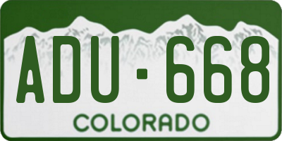 CO license plate ADU668