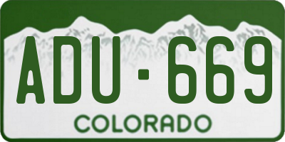 CO license plate ADU669