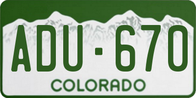 CO license plate ADU670