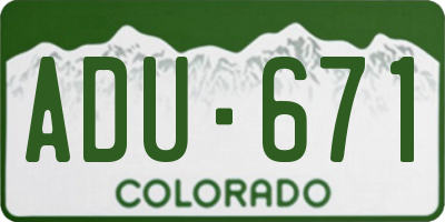 CO license plate ADU671