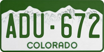 CO license plate ADU672