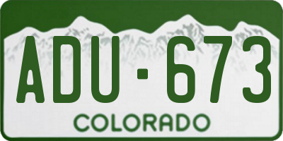 CO license plate ADU673