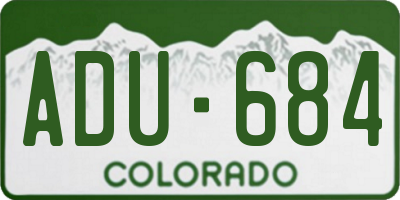 CO license plate ADU684
