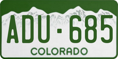 CO license plate ADU685
