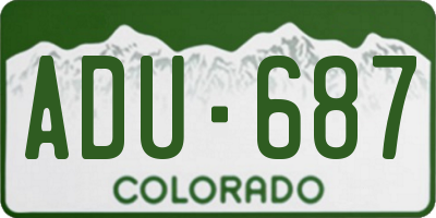 CO license plate ADU687