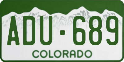 CO license plate ADU689