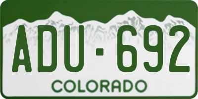 CO license plate ADU692