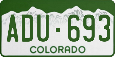 CO license plate ADU693