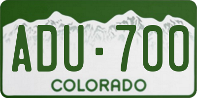 CO license plate ADU700