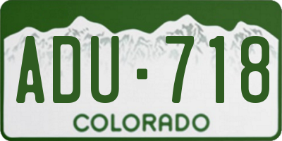 CO license plate ADU718