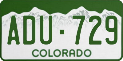 CO license plate ADU729