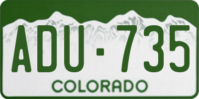 CO license plate ADU735