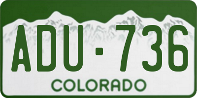 CO license plate ADU736