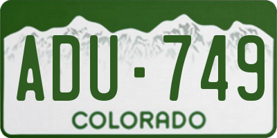CO license plate ADU749