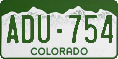 CO license plate ADU754