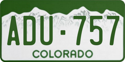 CO license plate ADU757