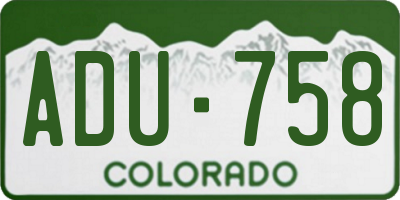 CO license plate ADU758