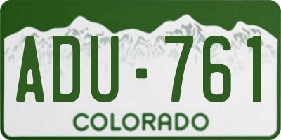 CO license plate ADU761