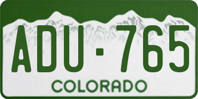 CO license plate ADU765