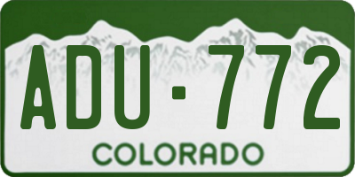 CO license plate ADU772