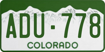 CO license plate ADU778