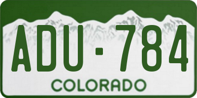 CO license plate ADU784