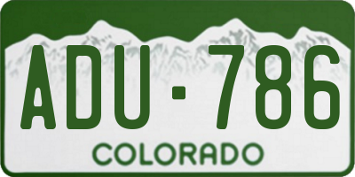 CO license plate ADU786
