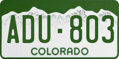 CO license plate ADU803