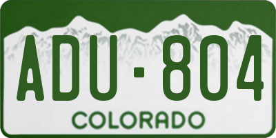 CO license plate ADU804