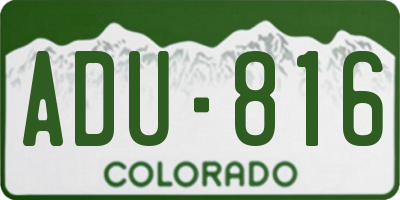 CO license plate ADU816