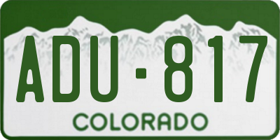 CO license plate ADU817