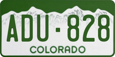 CO license plate ADU828
