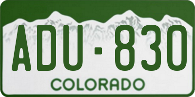 CO license plate ADU830