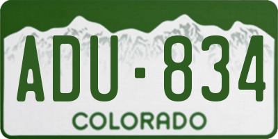 CO license plate ADU834