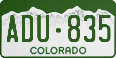CO license plate ADU835