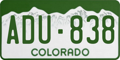 CO license plate ADU838