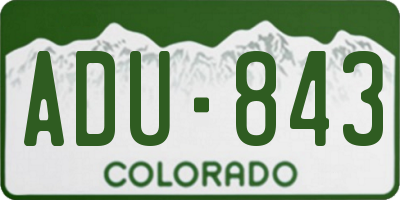 CO license plate ADU843